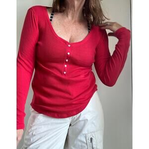 Victorias Secret Ribbed Henely T shirt Long Sleeve Size Xs Comfort Athleisure